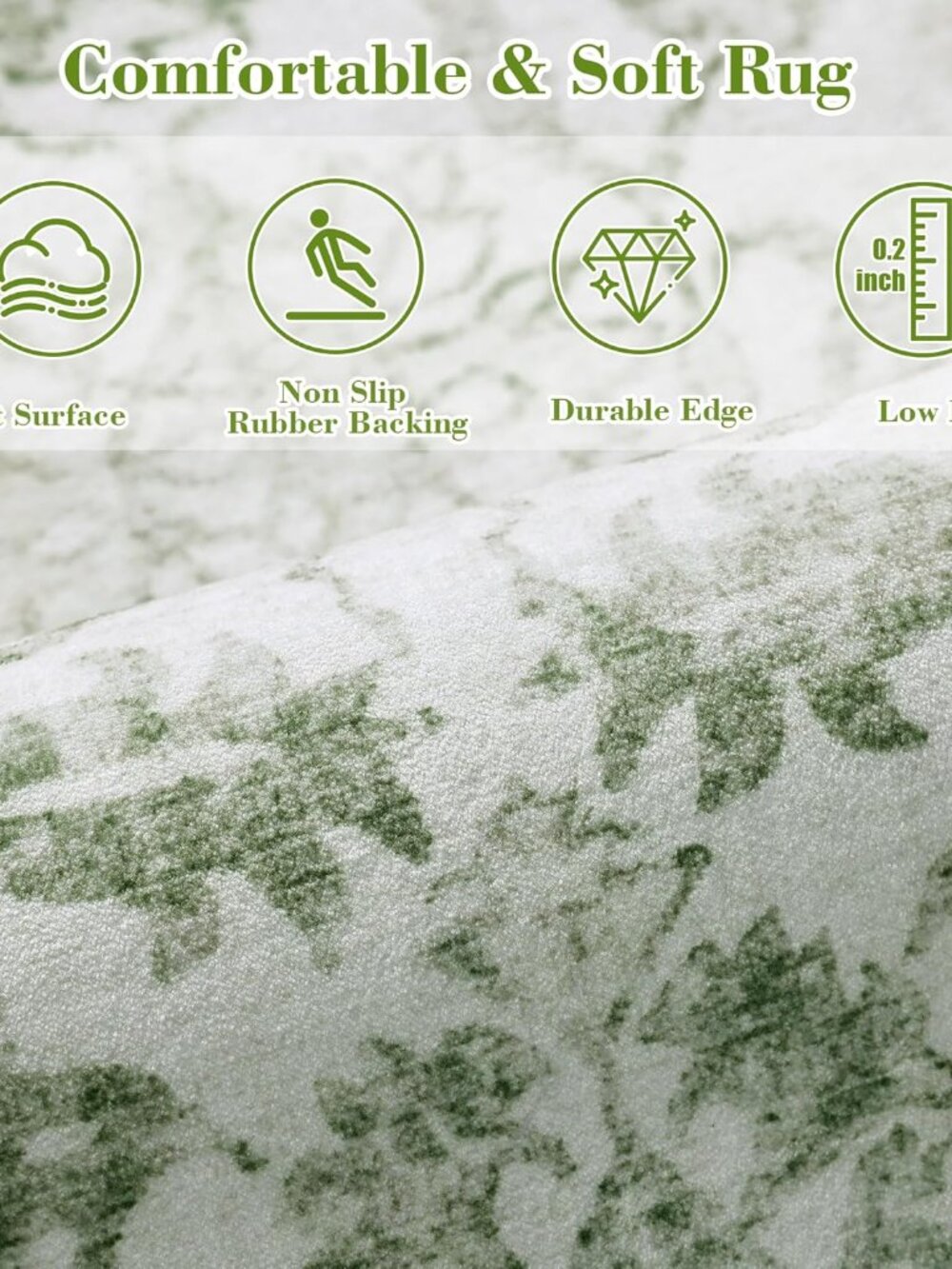 Sage Vintage Area Rug 3x5 for Living Room Bedroom, Washable Distressed Farmhouse - Picture 7 of 8